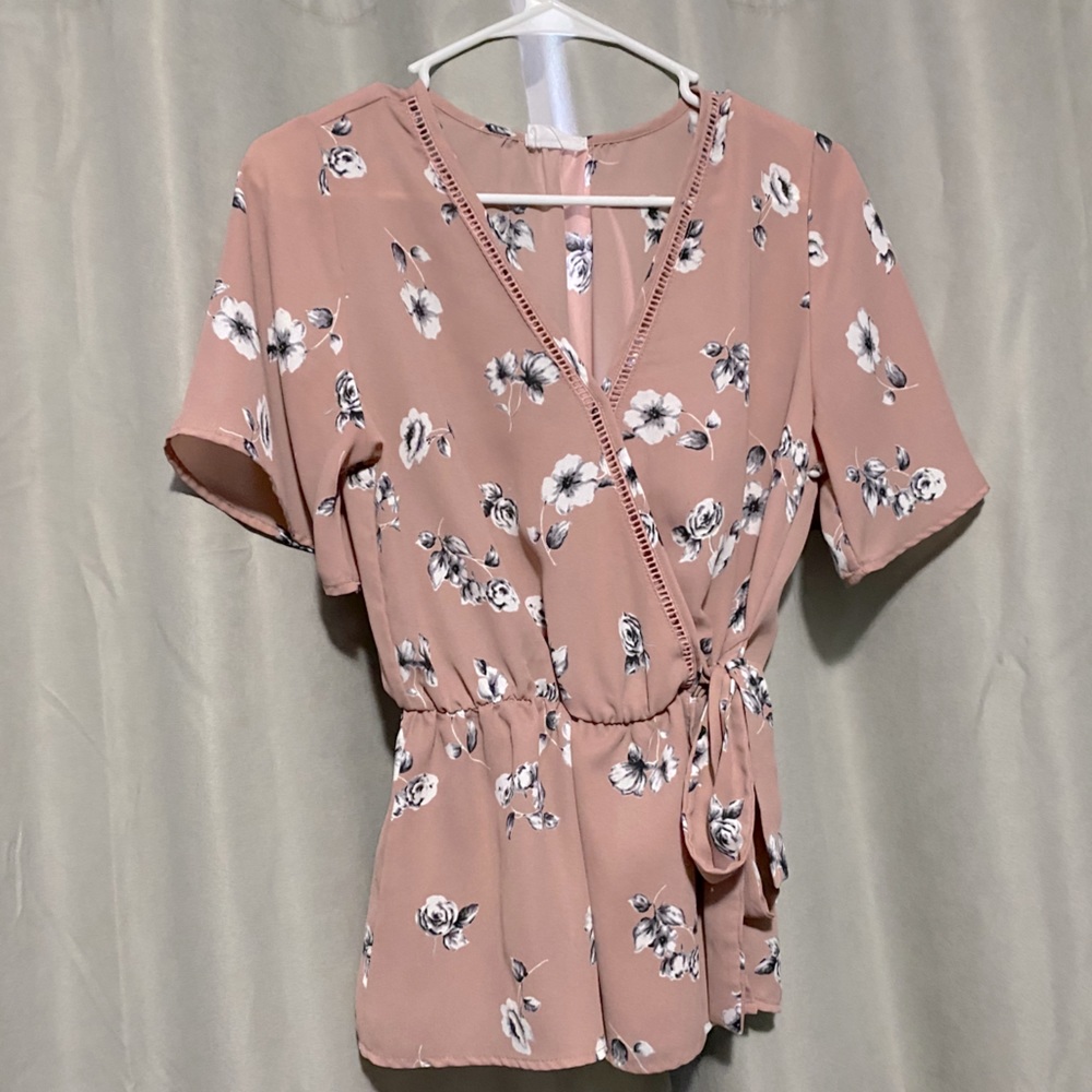 Blush shirt with flowers